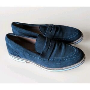 Lands' End Shoes Mens Size 10D Black Suede Penny Loafers Slip On Casual Dress